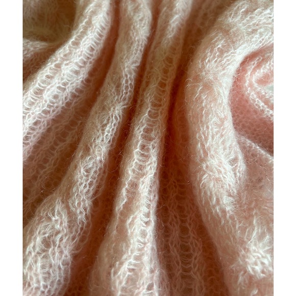 Anthropologie Maeve Open Weave Wool Blend Swearer Pink/Rose Made in Italy Sz. M - Picture 3 of 6